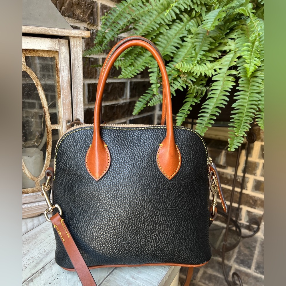 ‼️SOLD‼️ Dooney & Bourke Black and Brown Leather Satchel - Picture 5 of 9